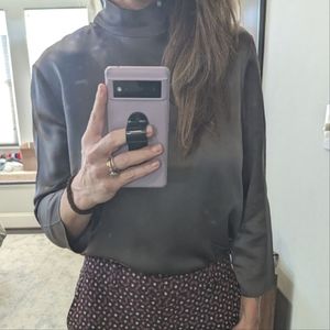 VINCE Gray Silk Blouse, size M